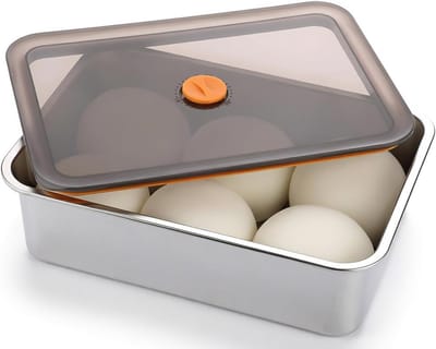 RVS Pizza Ball Box met Deksel - Ideale Opbergdoos voor Pizzadeeg, Fruit en Salades (30 x 21 x 8.5 cm) voor Feestjes en Evenementen