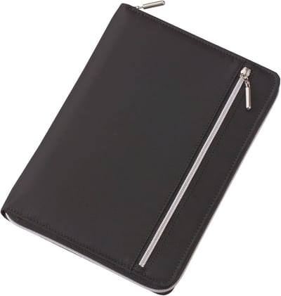 Nylon Notitieboek - Dubbele Rits Organizer - Kantoor Organisatie - Veelkleurig Ontwerp - A5 Formaat - Zwart