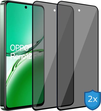 2x Geschikt voor OPPO Reno 12 F / Reno 12 FS - Privacy Screenprotector - Beschermglas - Privé GuardCover