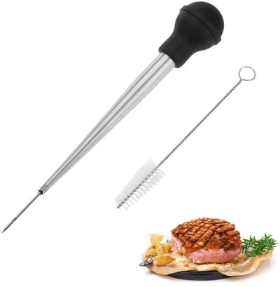 Westmark 3-delige vleessapinjectorset met reinigingsborstel, lengte: 27,5 cm, roestvrij staal/kunststof, zilver/zwart, 61402260