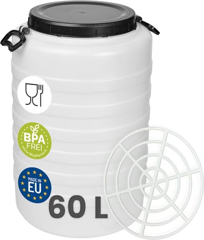 Garronda 60L met Persring - Vat met wijde hals - Kuilvoer in vat – Bagagetrommel – Gistingsvat – Gistingscontainer – Voerton