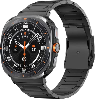 Bandz titanium band ‘Deluxe’ geschikt voor Samsung Galaxy Watch Ultra 2 (2026) / Ultra (2024/2025) - zwart – luxe metalen schakelband met inkortset – duurzame en stijlvolle horlogeband voor je smartwatch