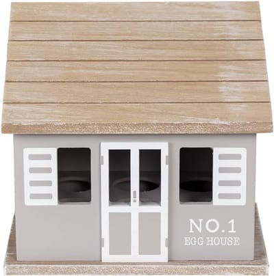 Eierkastje Huis - Eierhouder Rek - Keuken Opbergen - Landelijke Stijl - 20x14x18 cm - Grijs Bruin