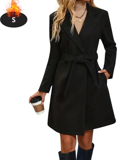 Livano Mantel Dames - Tussenmantel - Jas - Mantelpakje - Trenchcoat - Overjas - Overcoat - Winter - Zwart - S