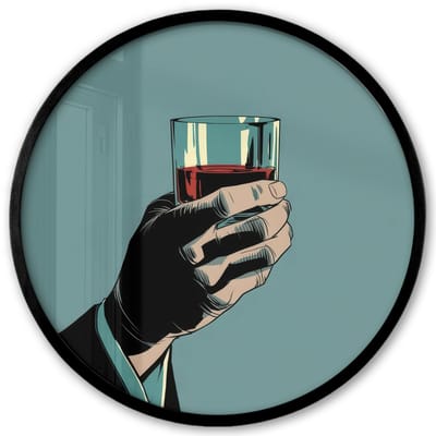 Poster in lijst Rond - Fotolijst 40x40 cm - Posters - Arm - Glas - Pak - Blauw - Ronde posterlijst zwart - Decoratie - Wanddecoratie woonkamer - Muurdecoratie slaapkamer