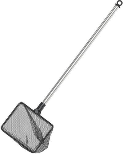 Dailygoods - Pawfly 7,6 cm aquarium visschepnet met telescopische roestvrijstalen handgreep, klein vierkant schepnet met zacht fijnmazig reinigingsnet voor aquaria, kleine koivijvers en zwembaden