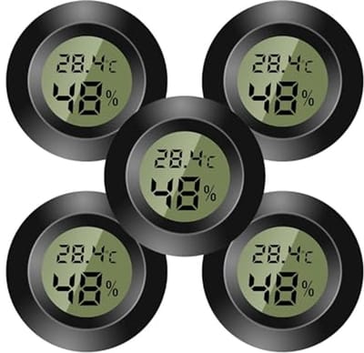 Mini-thermometer en hygrometer voor binnengebruik - Temperatuur- en vochtigheidsmonitor voor thuis, kleuterschool, broeikas, incubators en reptielen - Zwart
