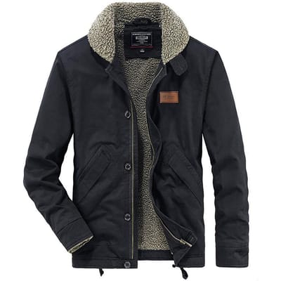 Lamsvacht Jas Heren Herfst en Winter Fleece Verdikt Thermisch Katoenen Jas Lamsvacht Tooling Katoenen Kleding 4XL zwart