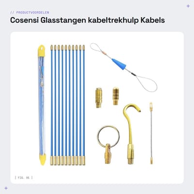 Dailygoods - Glasstangen kabeltrekhulp - Kabels trekken - Flexibel en sterk - 10 stangen x 33 cm x 4 mm - Intrekband - Geschikt voor huis en industrie