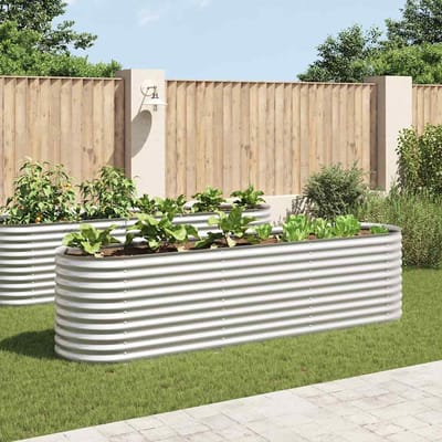 vidaXL - Plantenbak - verhoogd - 320x80x81 - cm - gegalvaniseerd - staal - zilver