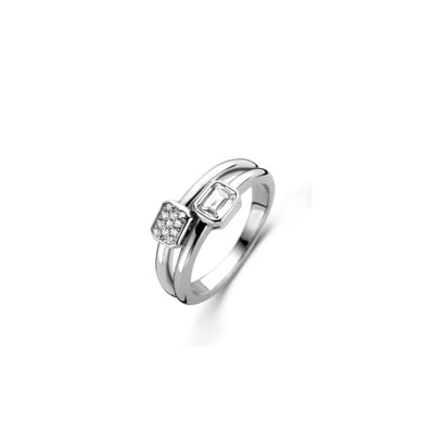 TI SENTO Dames Ring - 925 zilver - Zirconia wit - Maat 17.75 mm / maat 56 - 12275ZI