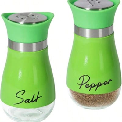 Roestvrijstalen Zoutcontainer Met Glazen Fles Voor Tafel, Camper, Camping, BBQ mintgroene kleur