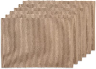 Geribbelde Placemats - Tafelonderleggers Katoen - Tafel Dekken - Vijflaags Katoen - 13x19 inch - Steen