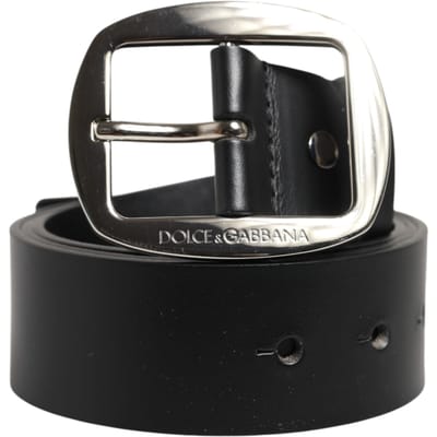 Dolce & Gabbana Zwart Leren Klassieke Metalen Gesp Riem