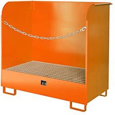 Gevaarlijke stoffen depot type GD-A BAUER, staal, L 1420 x B 750 x H 1370 mm, carterinhoud 220 liter, geel-oranje RAL 2000