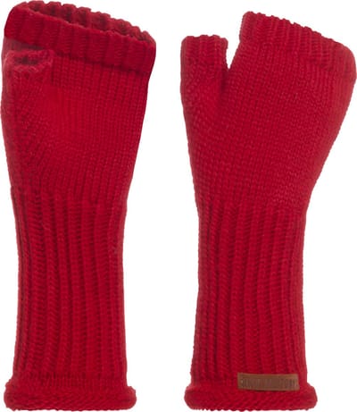 Knit Factory Cleo Gebreide Dames Vingerloze Handschoenen - Handschoenen voor in de herfst & winter - Rood handschoenen - Polswarmers - Bright Red - One Size