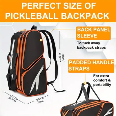 Livano Padeltas - Padel Tas - Tennistas - Tennis - Rugzak - Hoes - Heren - Dames - Zak - Zwart/Oranje