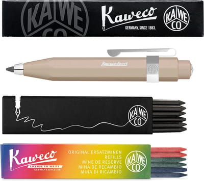 Kaweco - Vulpotlood 3,2 - Skyline Sport - Oktogonal Clip Chrome - Macchiato (Bruin) - Met doosje vullingen Zwart - Doosje vullingen 3 kleur