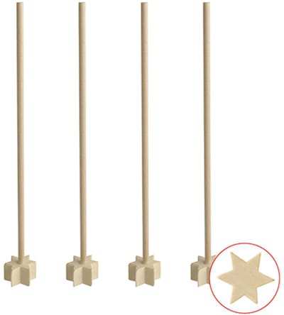 10x 50 Cocktail stamper hout pure 17 cm natuur Star