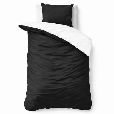 Decoware Dekbedovertrek Double Face 140x220 cm - Zwart/Wit - Katoen - Dubbelzijdig - Met Kussensloop - Eenpersoons