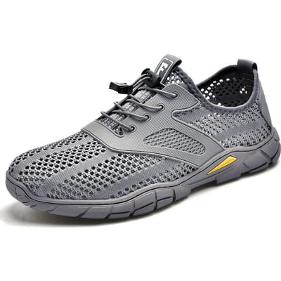 Nieuwe trendy zomersport- en casual schoenen met ademend mesh in grote maten, draagbaar, veelzijdig, voor buiten, hardlopen 46 grijze kleur