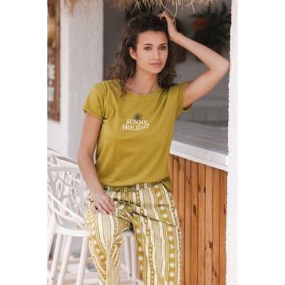 MyRebelle - Pyjama - Sunny Holiday - Katoen - Groen - Maat 38