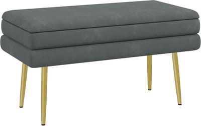 Opbergbank met zitting in fluwelen look en stalen poten – Praktische opbergdoos 79,5 x 37,5 x 43 cm