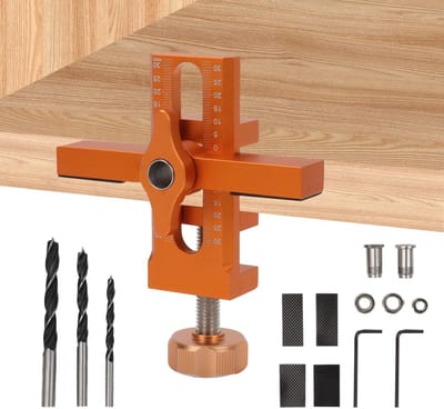 Dailygoods- Montage-positionering Verstelbaar - Hulp voor Kastdeuren - Boorpuntenset 6/8/10 mm - Aluminiumlegering - Hoogte 110-145 mm - Eenvoudig te Bedienen - Deurenpositionering