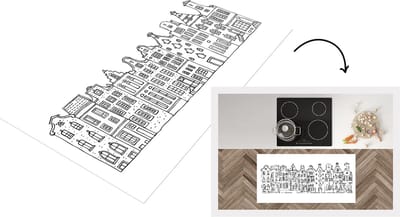Keukenloper - Loper keuken - Huis - Amsterdam - Zwart - Wit - 120x60 cm - Keukenloper vinyl