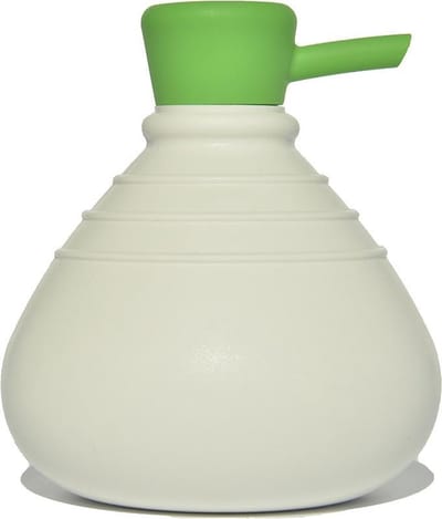 Handmatige Zeepdispenser SoapBelly - Wit met Groene dop - Ø 9,5 cm x H 13 cm - Inhoud 250 ml
