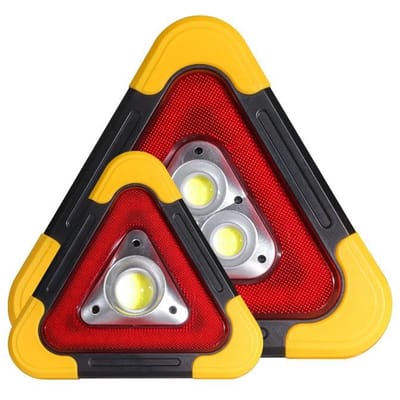 Triangle de signalisation pour voiture avec lumière LED solaire et signal d'urgence réfléchissant black