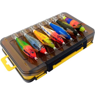 Kleurrijk kunstaas, lichtgevend imitatiegarnalen, hard aas, garnalenlokmiddel met inktvisjigs-connector Lure with Box black