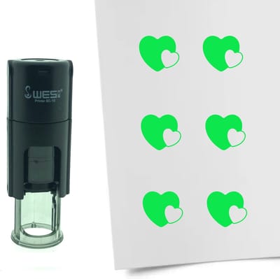 CombiCraft Stempel Hartjes verstrengeld 10mm rond - Groene inkt