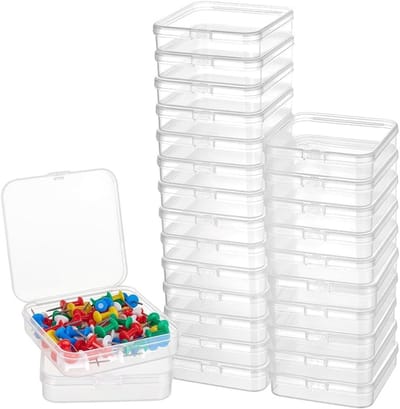 120 stuks vierkante mini opbergdozen met deksel, 7.2 x 7.4 x 1.7 cm, doorzichtige plastic boxen voor sieraden, knutselmaterialen en kleine voorwerpen