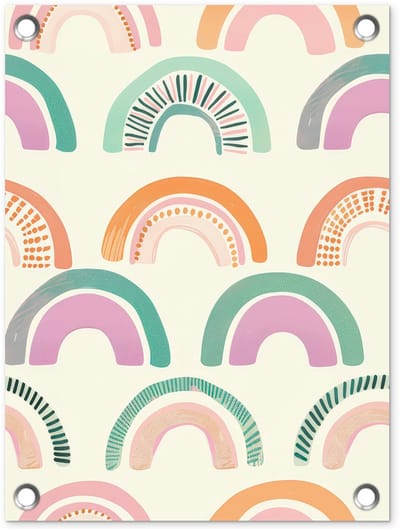 Tuinposter 30x40 cm - Tuindecoratie Regenboog - Pastel - Patroon - Poster voor in de tuin - Buiten decoratie - Schutting tuinschilderij - Tuindoek muurdecoratie - Wanddecoratie balkondoek