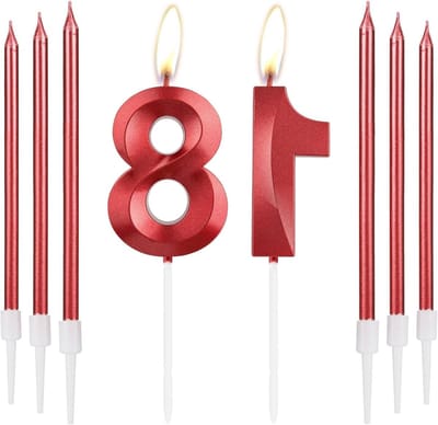 Rode Verjaardagskaarsen - 3D Ontwerp Nummer 18 - Set van 6 Lange Kaarsen - Cake Topper voor Meisje 18e Verjaardag -feest benodigdheden - Rode - 18e Verjaardag viering - 18 Euro Bruiloft Benodigdheden - Decoratie´s 75 Jaar.