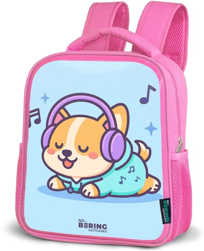 NoBoringSuitcases.com® - Rugzak roze - Schooltas meisjes - Kawai - Hond - Muziek - Kinder rugtas meisje - Boekentas kind - Kinderrugzak voor school - Schoolrugzak
