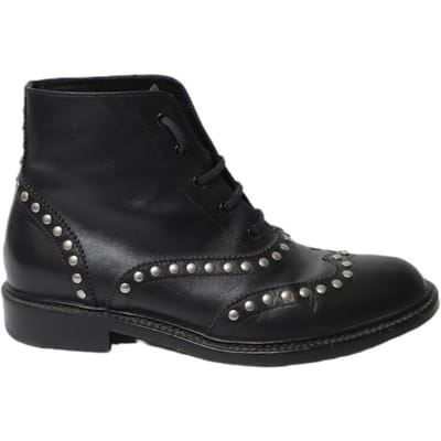 Saint Laurent Leger Laarzen met Veters en Nieten in ZwartLeer