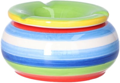 HI Storm asbak - gekleurd - D10 cm - aardewerk - multi kleuren - rond - buiten/binnen asbakken