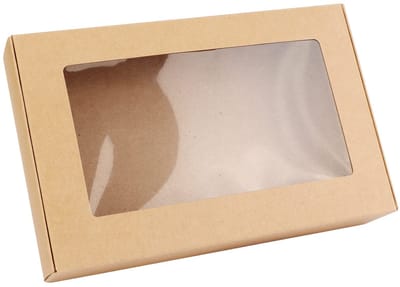 Dailygoods- Candy Boxes 12 Stuks - Kraftpapier - Lege Verpakkingsdozen - Met Raam - 18x11,5x3,3 cm - Geschikt voor Feestjes