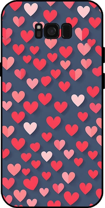 Smartphonica Telefoonhoesje Geschikt voor Samsung Galaxy S8 Plus met Roze en Rode Hartjes Opdruk - TPU Backcover Case With Rosé and Red Heart Design geschikt voor Samsung Galaxy S8 Plus