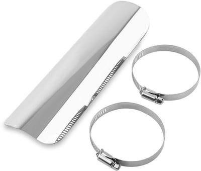 Allecto - Motorfiets uitlaatpijp hitteschild - Universeel - Premium kwaliteit - Zwart/Zilver - Geluiddemper - Geschikt voor chopper en cruiser - 50...