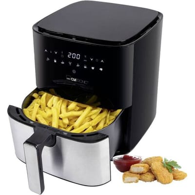 Clatronic FR 3782 H Enkel 5 l Vrijstaand 1450 W Heteluchtfriteuse Zwart, Roestvrijstaal