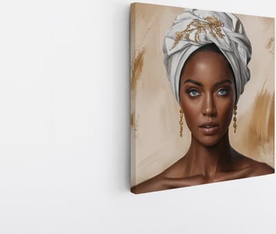 Saammp Canvas Schilderij - Afrikaanse Vrouw - Sieraden - abstract - Goud - 20x20 - Foto op canvas - Wanddecoratie - Muurdecoratie Woonkamer - Slaapkamer decoratie - Canvas Print