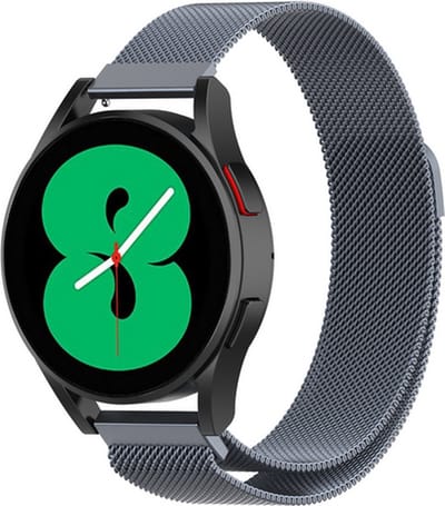 By Qubix - Milanese bandje 20mm - Space Grey - Geschikt voor Samsung Galaxy Watch 7 (40 & 44mm) - Galaxy Watch FE - Galaxy Watch 6 - Galaxy Watch 6 Pro - Galaxy Watch 5 - 5 Pro - Galaxy Watch 4 - 4 Classic - Active 2 - Watch 3 (41mm)
