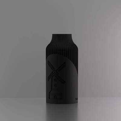 3d-gezellig Harmonie met molen + tekst Nederland - Vaas - Zwart - Maat 25 cm - 100% gerecycled PLA (bioplastic)