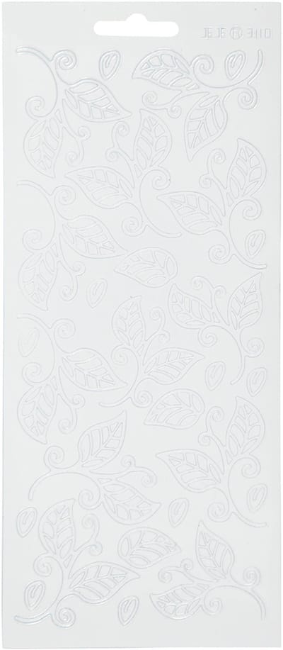 Stickers, bladeren, vel 10x23 cm, wit, 1 vel