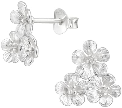 Joy|S - Zilveren bloem oorbellen - 12 mm - 3 bloemen oorknoppen - sterling zilver 925