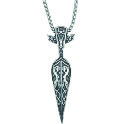 Tesoro Mio Michel – Viking Ketting Odins Speer Gungnir - Edelstaal L 60 cm, B 3 mm - Speerpunt Hanger 7 x 2 cm