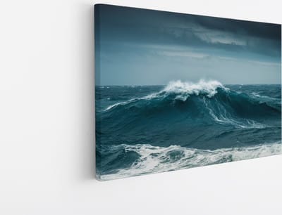 Saammp Canvas Schilderij - Ruige Zee - Landschap - Natuur - 45x30 - Foto op canvas - Wanddecoratie - Muurdecoratie Woonkamer - Slaapkamer decoratie - Canvas Print